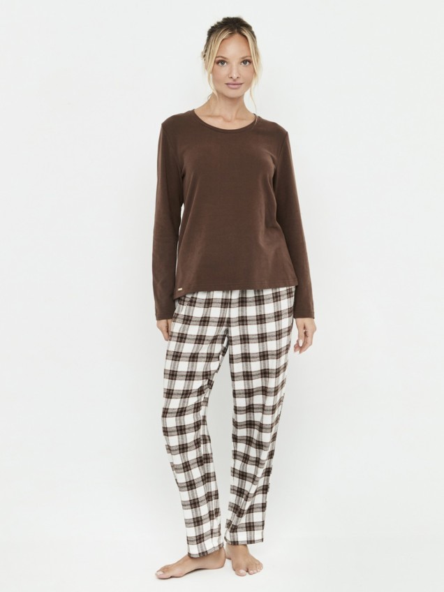 Pijama com Camisola e Calças de Xadrez