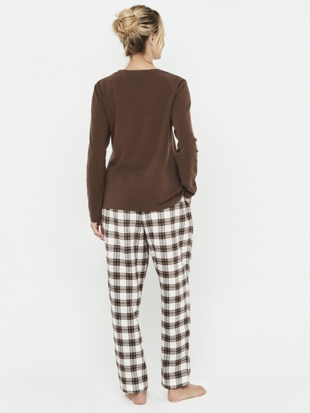 Pijama com Camisola e Calças de Xadrez