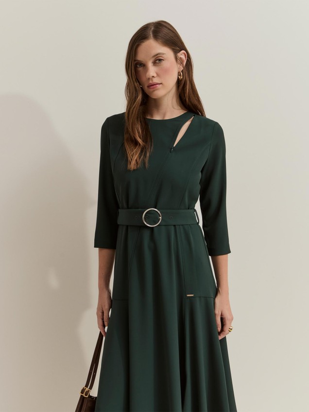Vestido Midi com Cinto