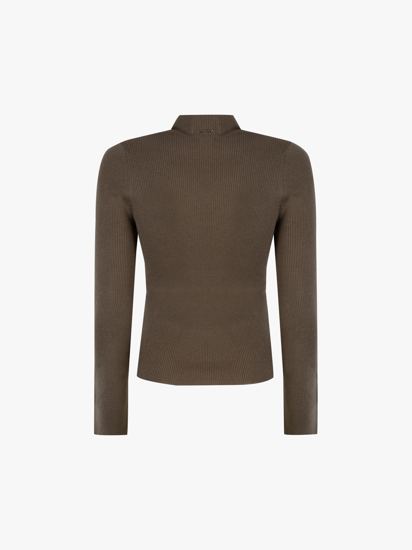 Camisola de Malha Canelada com Gola Subida