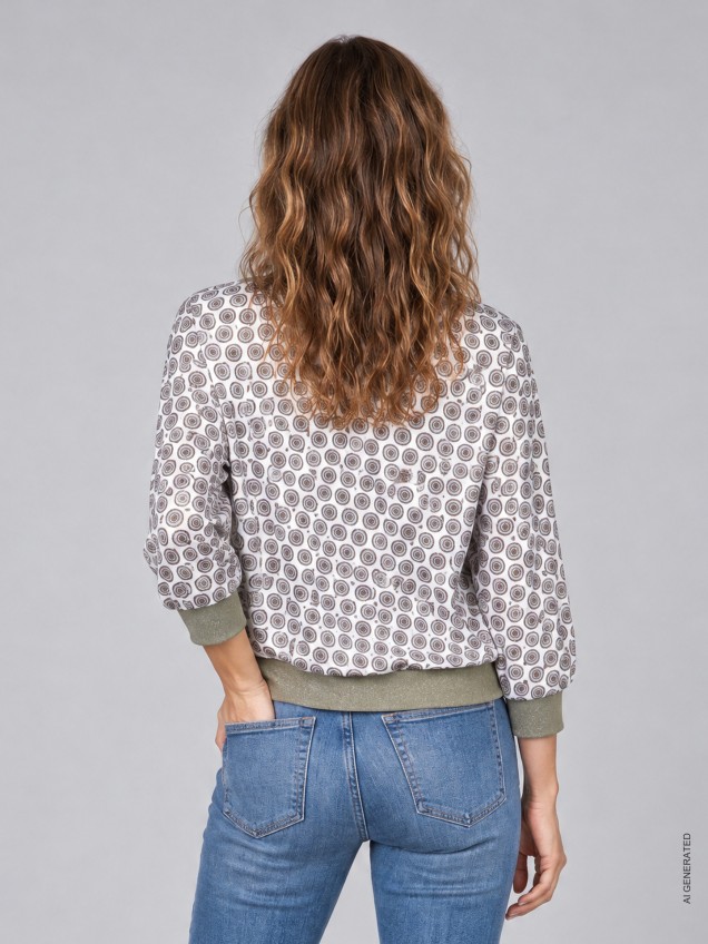 Blusa Estampada com Decote em V