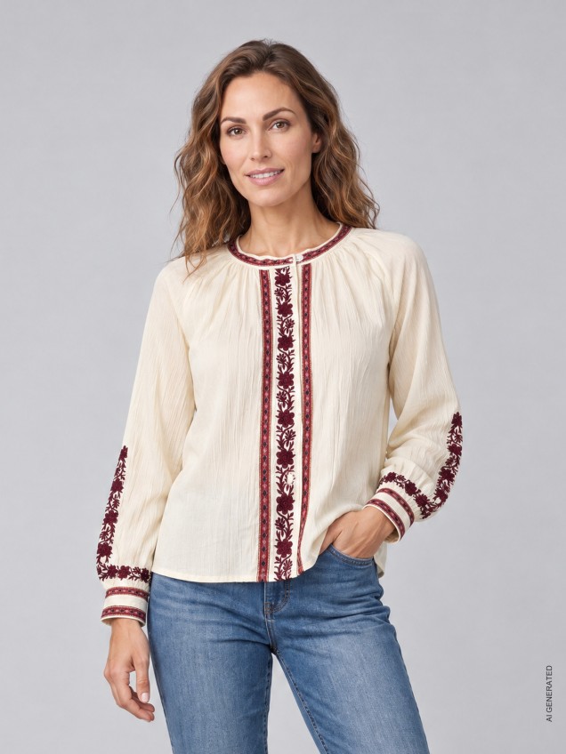 Blusa de Algodão com Bordados
