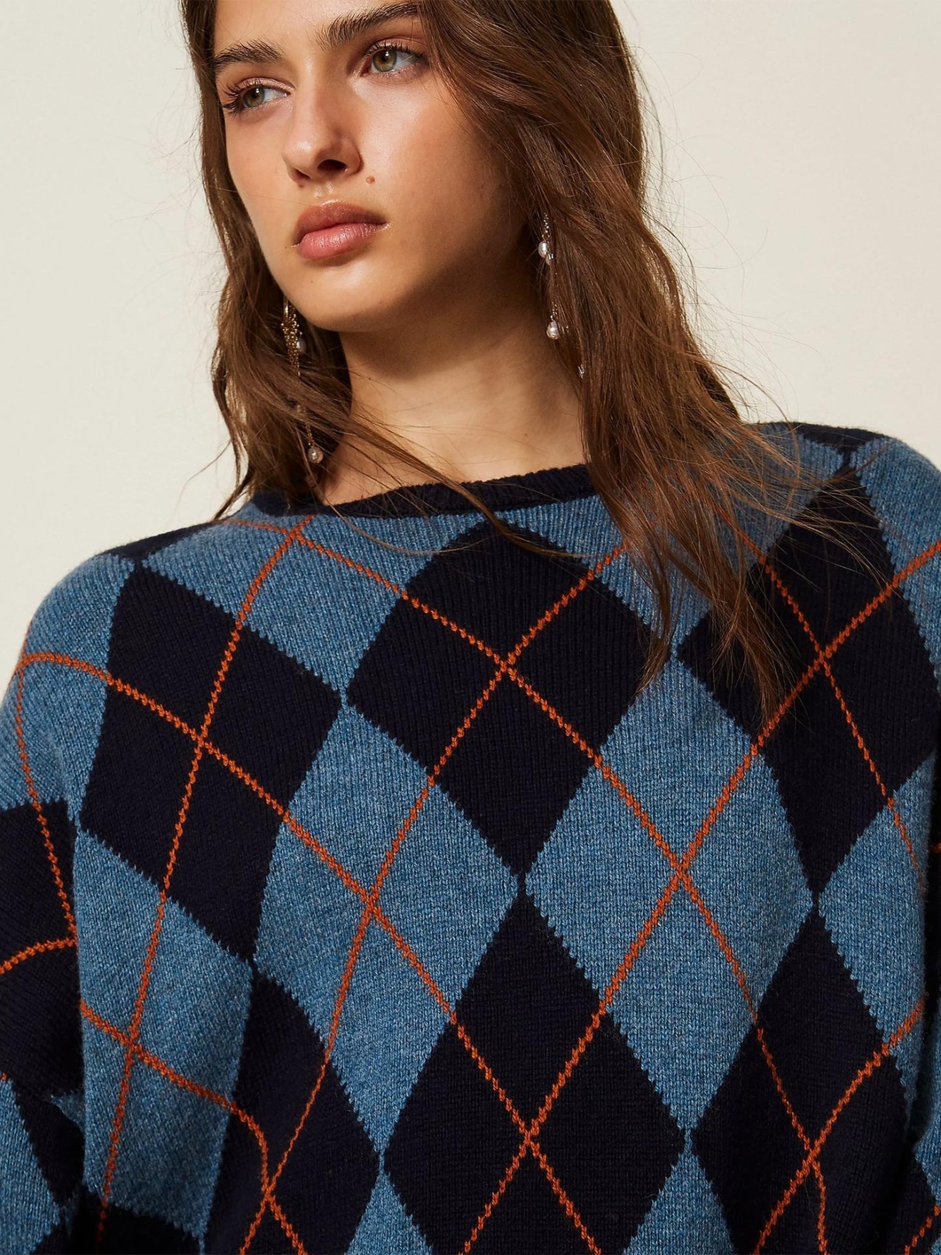 Camisola de Malha Jacquard com Losangos