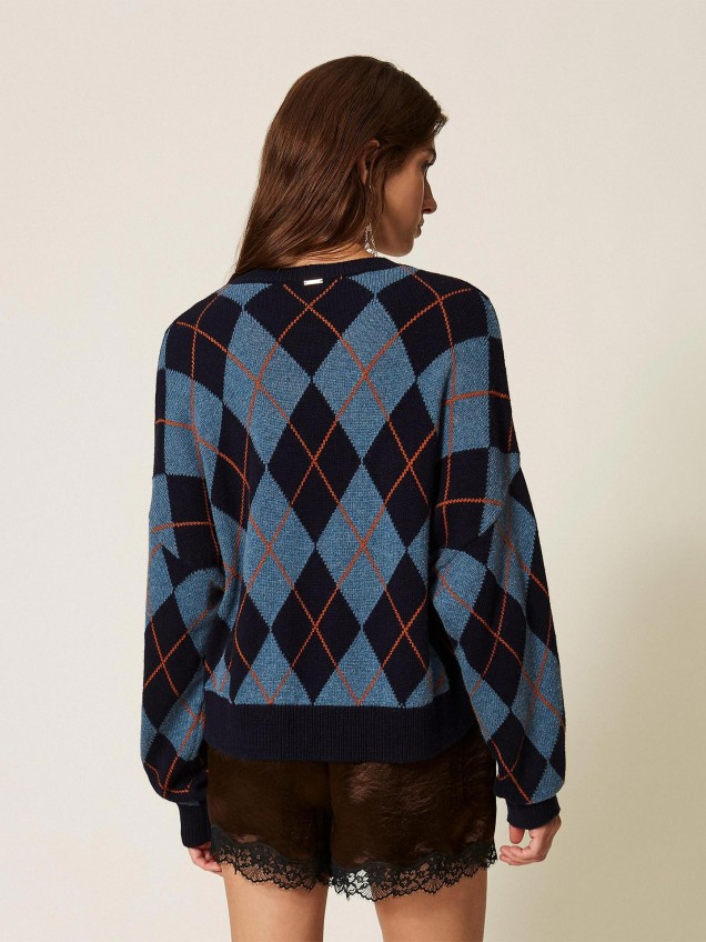 Camisola de Malha Jacquard com Losangos