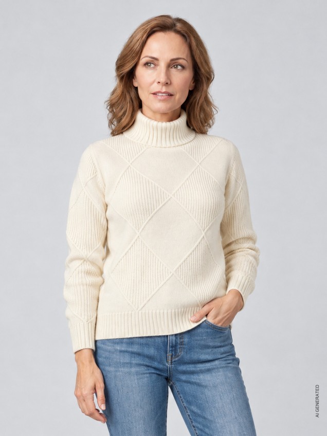 Camisola de Gola Alta em Malha