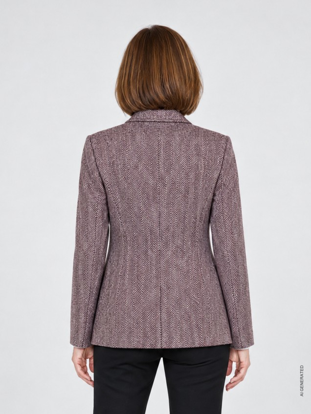 Blazer com Padrão Espinha de Peixe