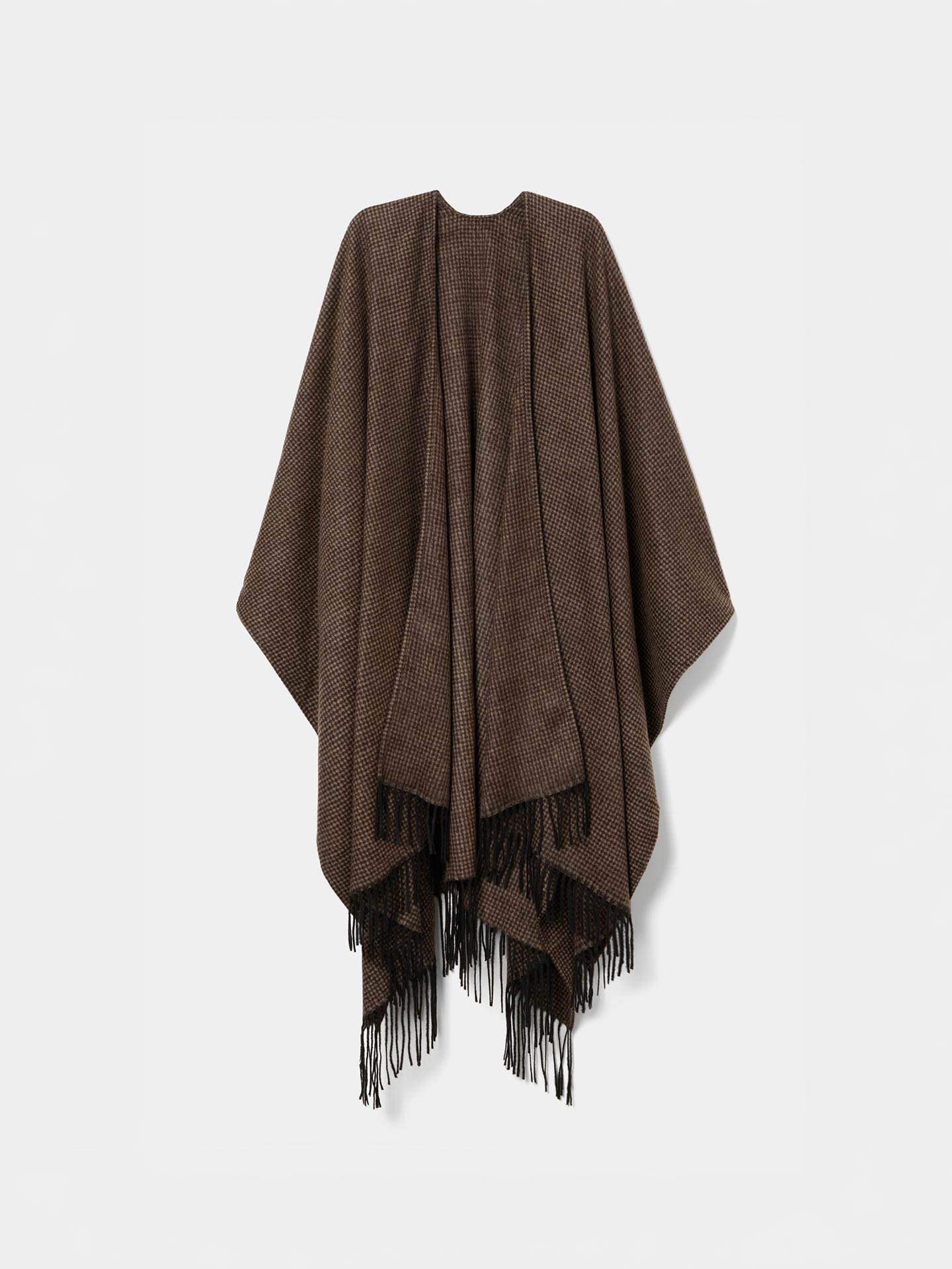 Poncho de Malha com Padrão Pied de Poule