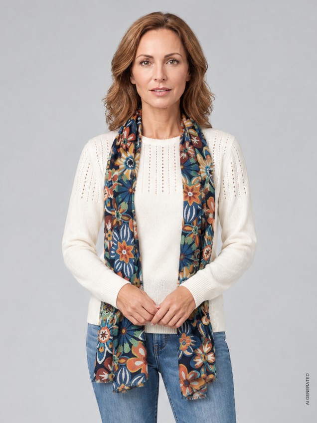 Echarpe com Padrão Floral