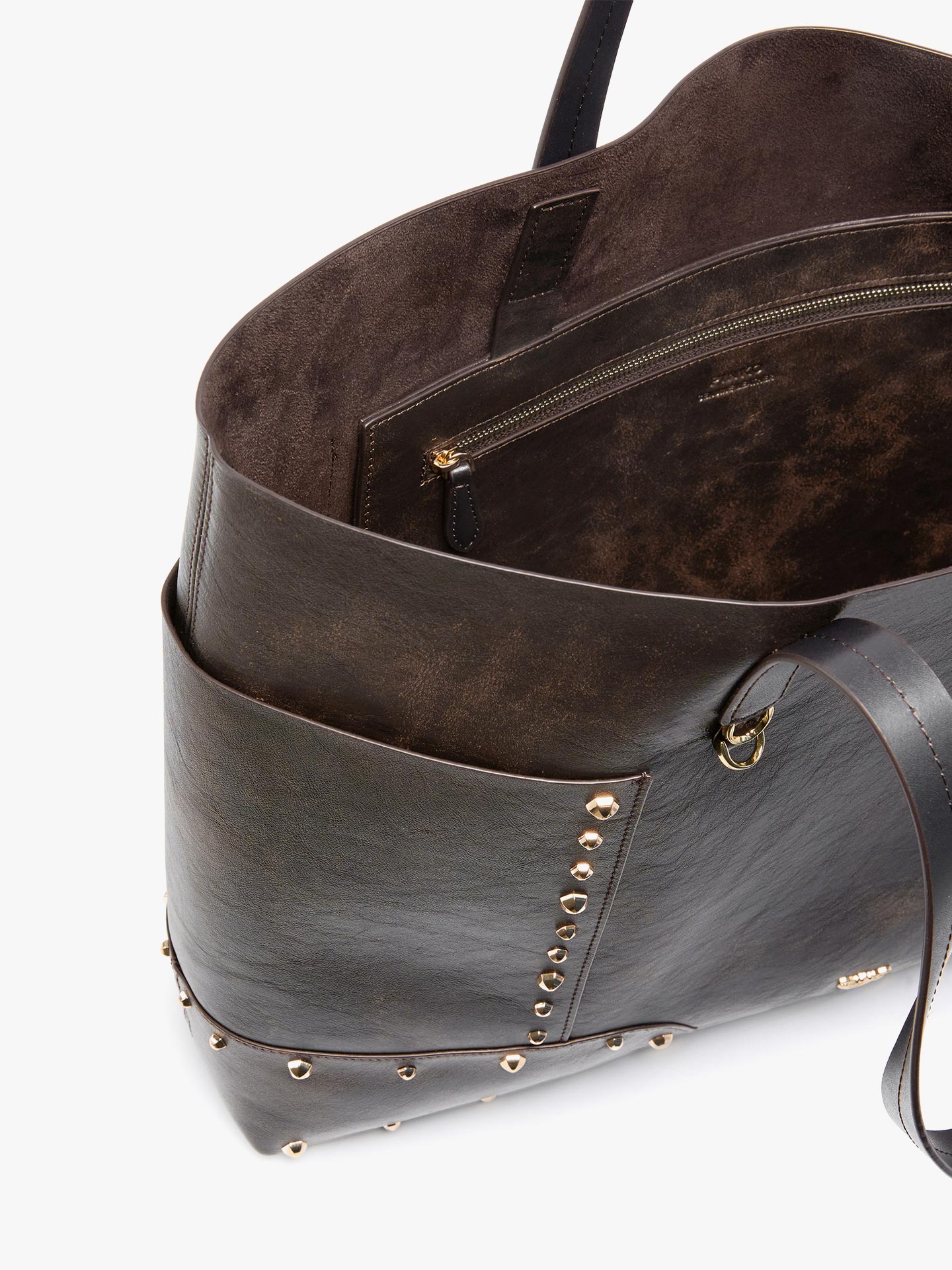 Mala Shopper com Tachas e Bolsos Laterais