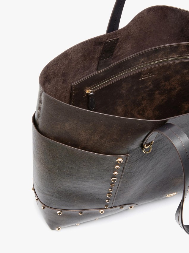 Mala Shopper com Tachas e Bolsos Laterais