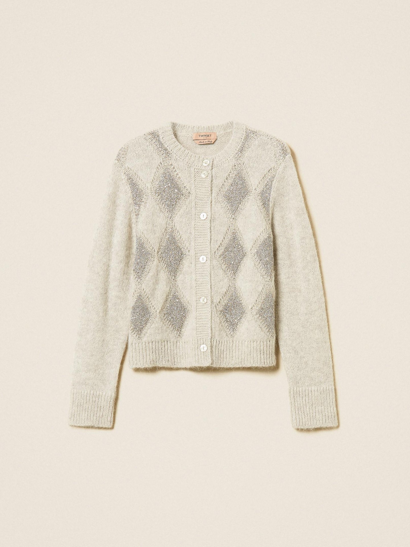 Casaco de Malha Jacquard com Lantejoulas