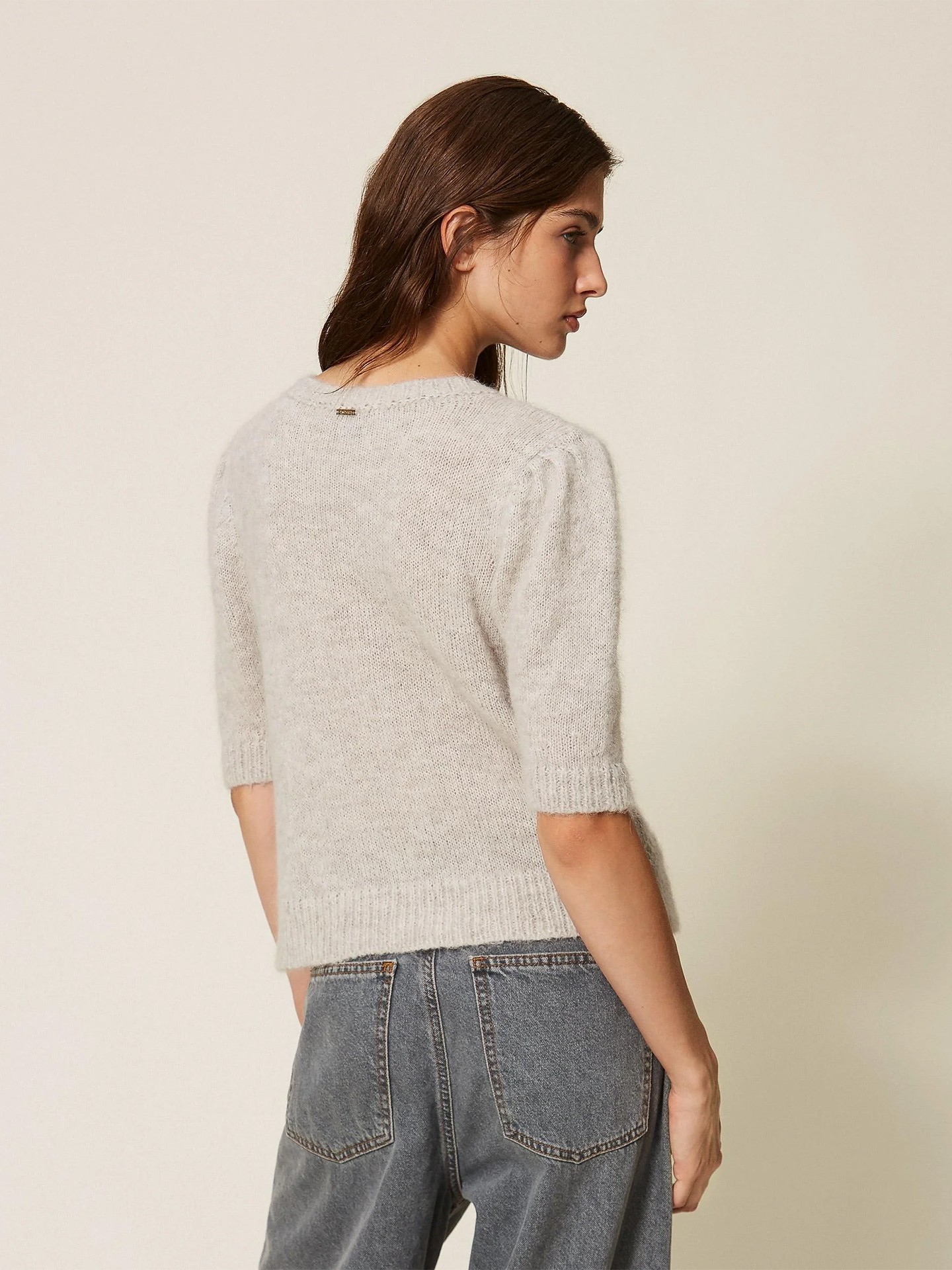 Camisola Jacquard de Losangos com Lantejoulas