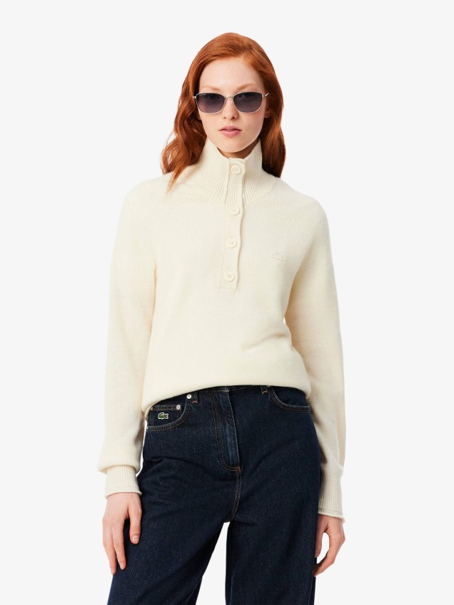 Camisola de Gola Alta com Botões