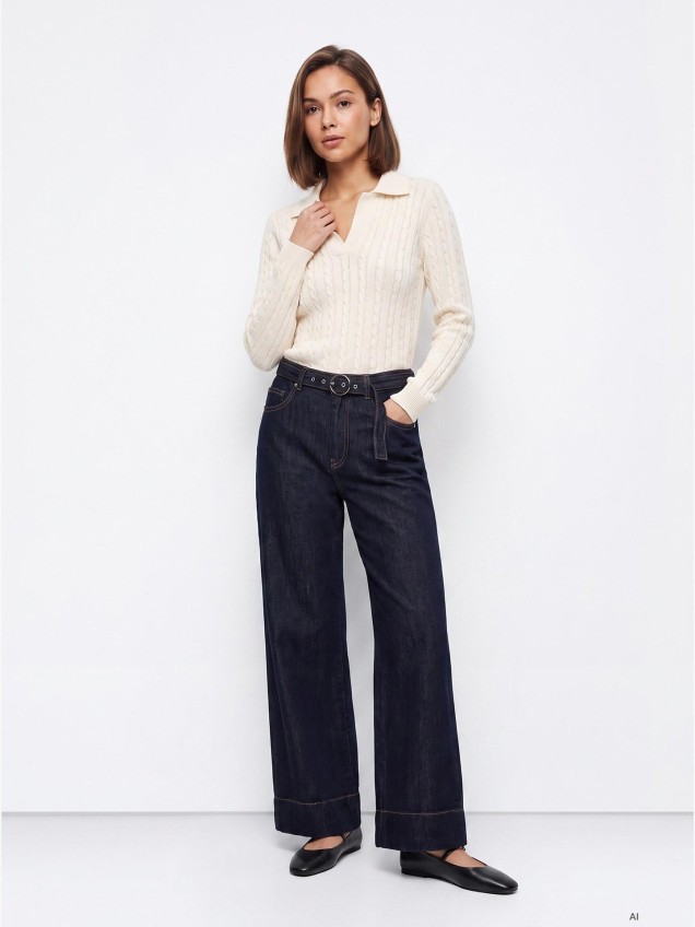 Cal�as de Ganga Wide Leg com Cinto