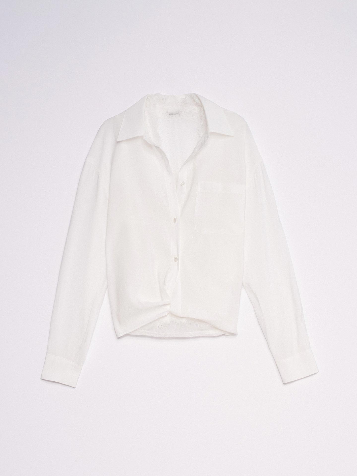 Blusa Loose Fit com Detalhe de Renda