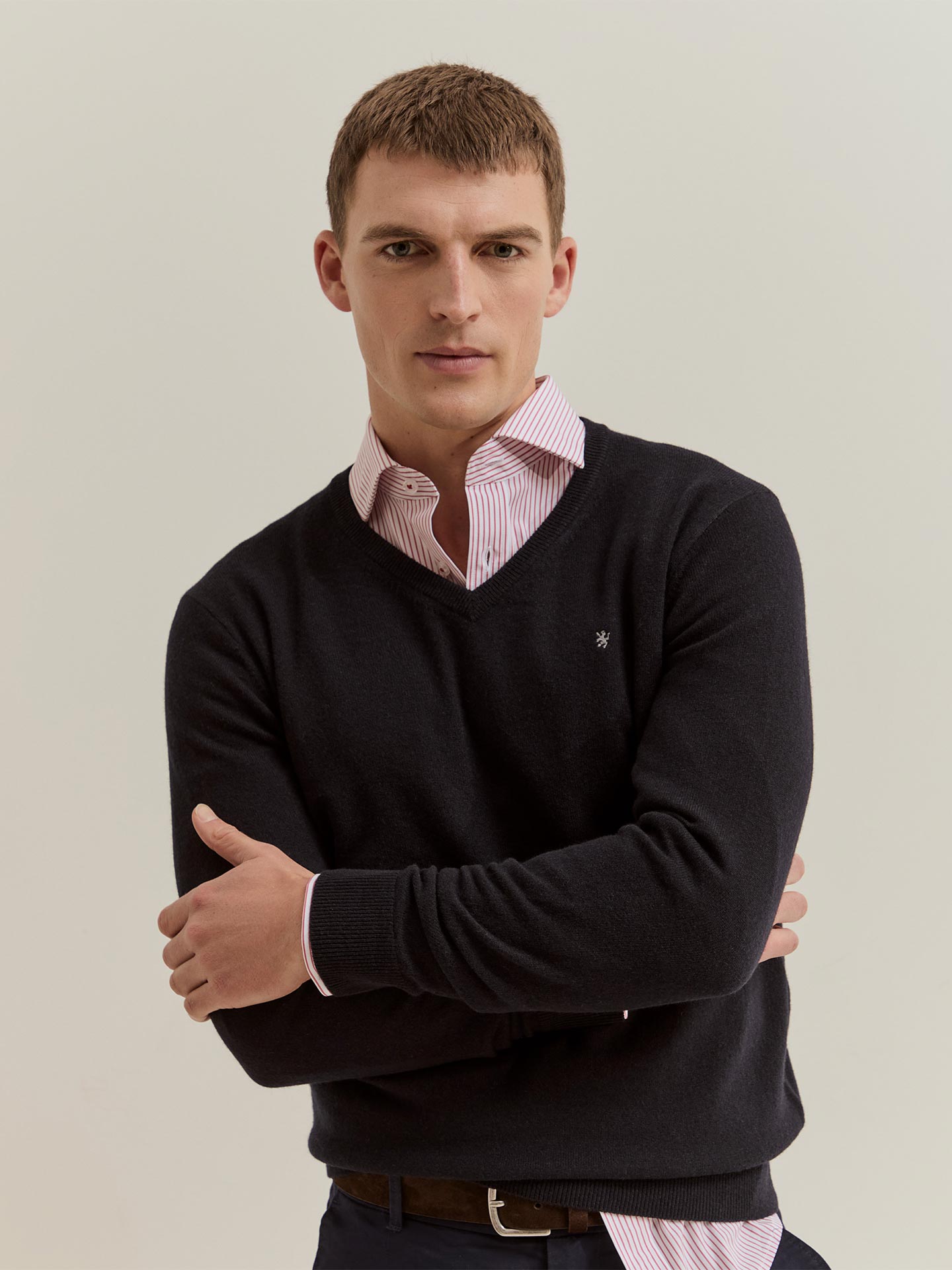 Camisola em Lã Merino com Decote em V