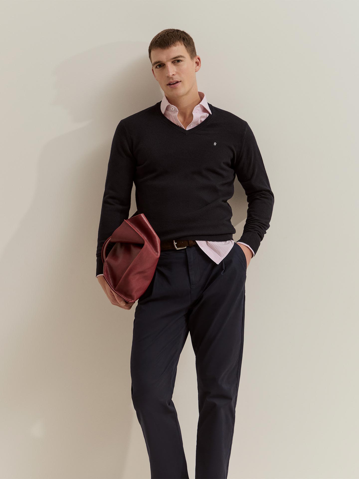 Camisola em Lã Merino com Decote em V