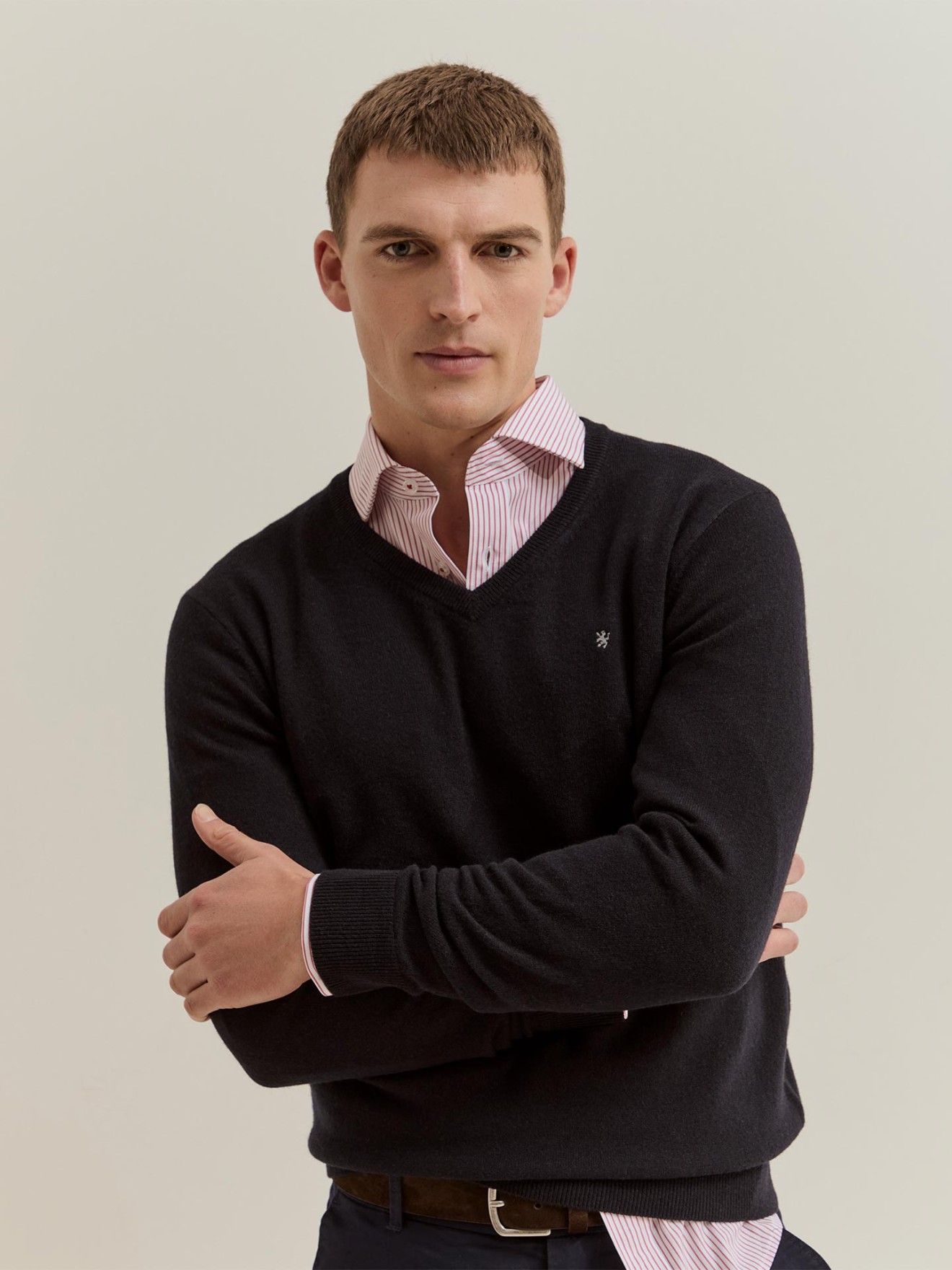 Camisola em Lã Merino com Decote em V