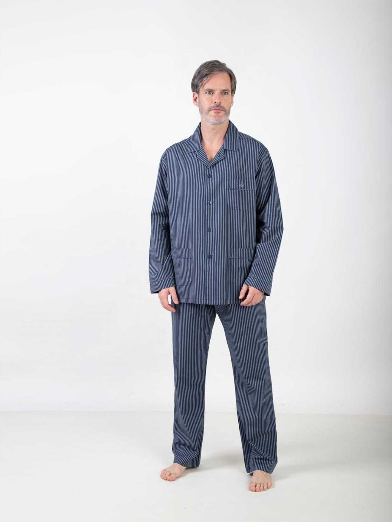 Pijama às Riscas em Popelina