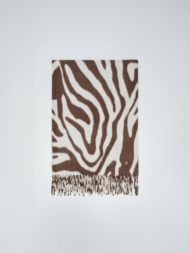 Cachecol Animal Print com Franjas