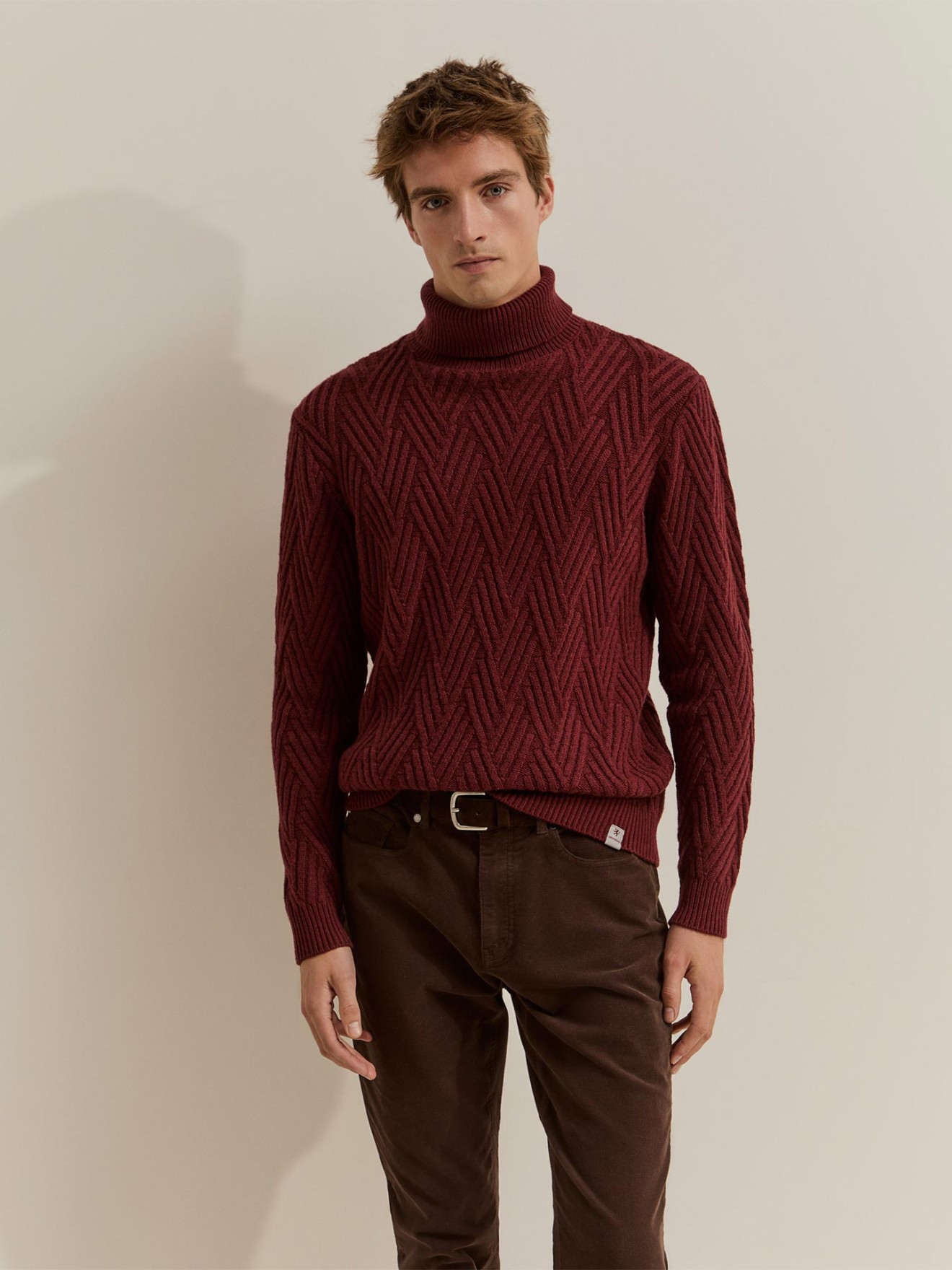 Camisola de Gola Alta com Textura