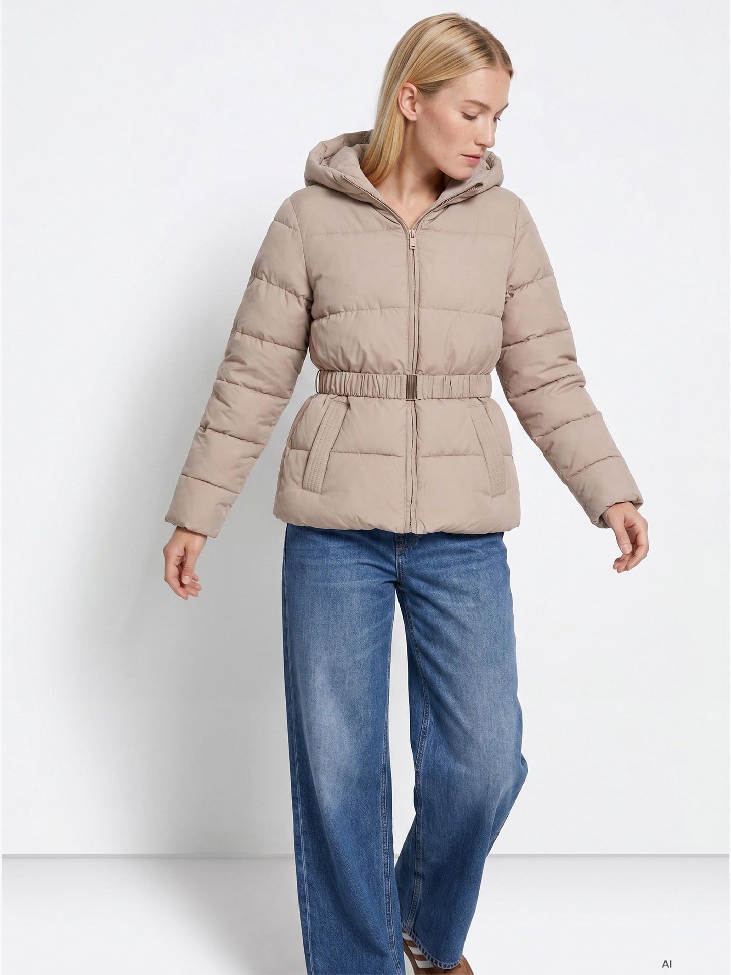 Parka Curta Acolchoada com Capuz