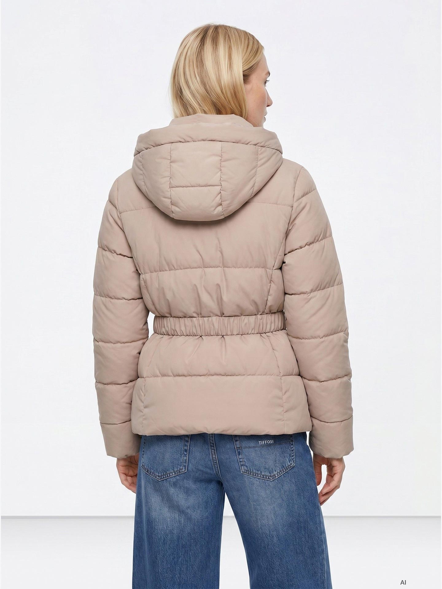 Parka Curta Acolchoada com Capuz