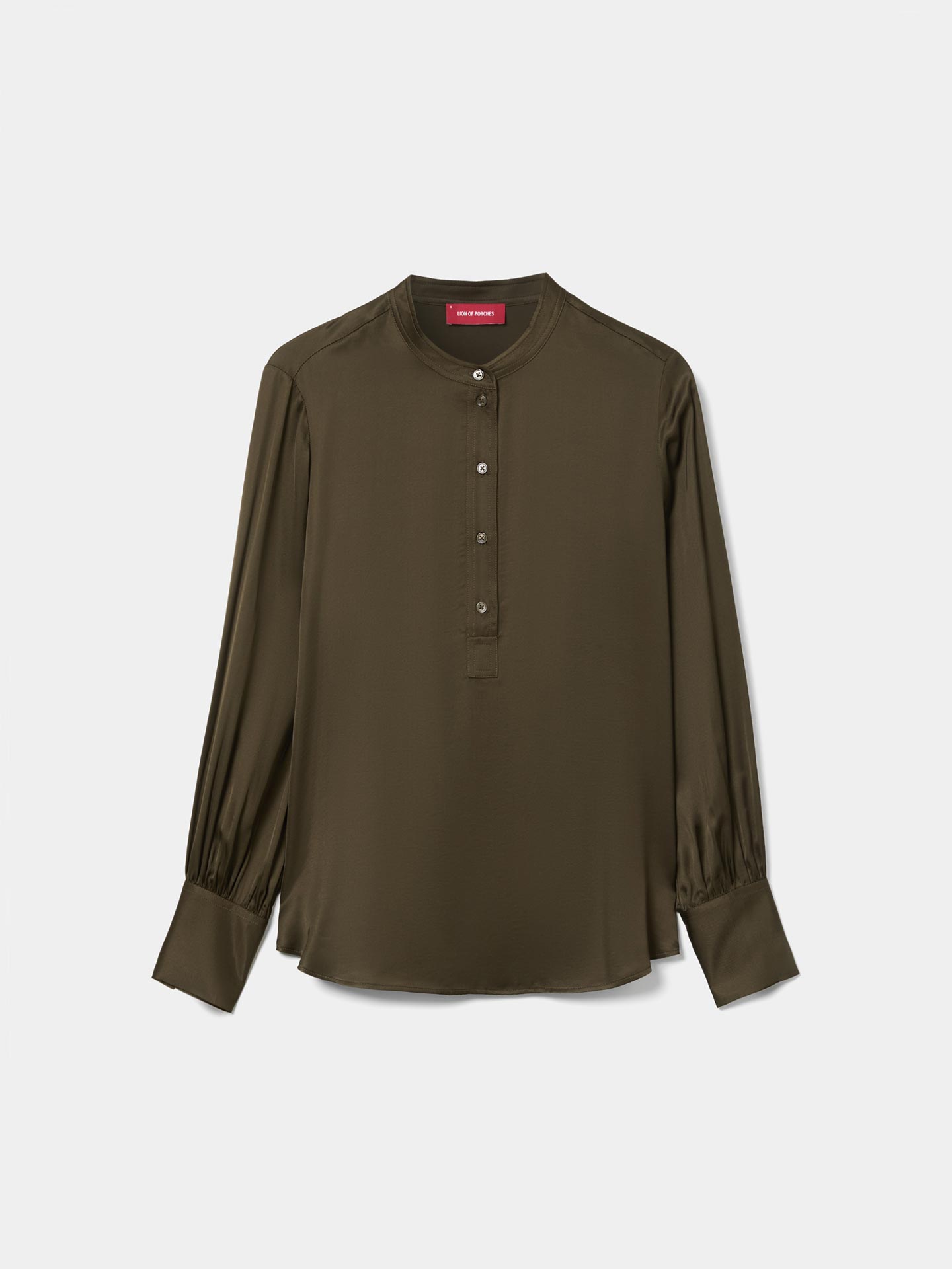 Blusa Fluida Acetinada com Gola Mandarim