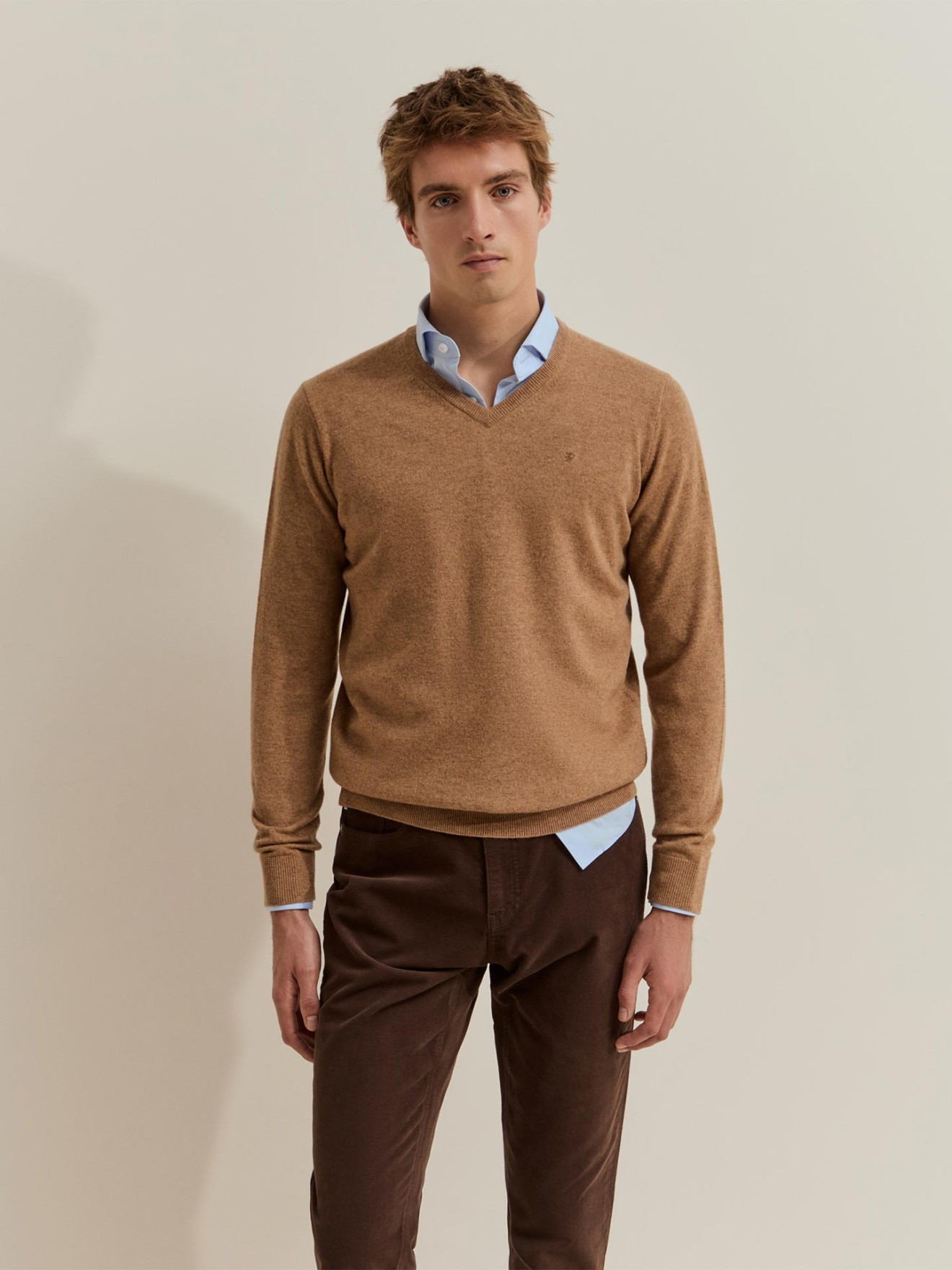 Camisola em Lã Merino com Decote em V